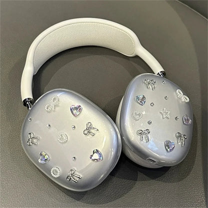 Korea Luxury Cute 3D Bow Diamond Protective Case For Apple Airpods Max Earphone Clear Soft Silicone Headphone For Airpods Max