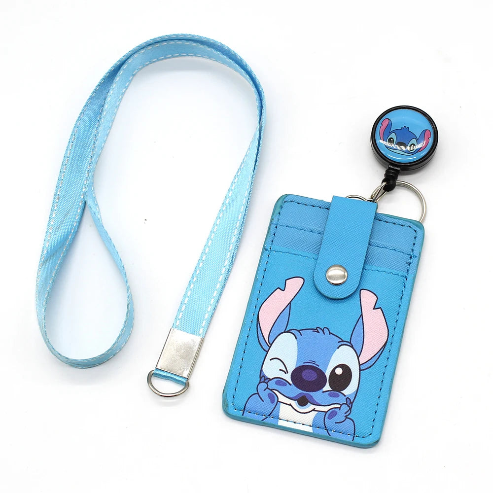 Cartoon Lanyard Badge Reel Work Name Card Holder Three Cards Pockets Business Work ID Badge Card Cover Children's Bus Card Bag