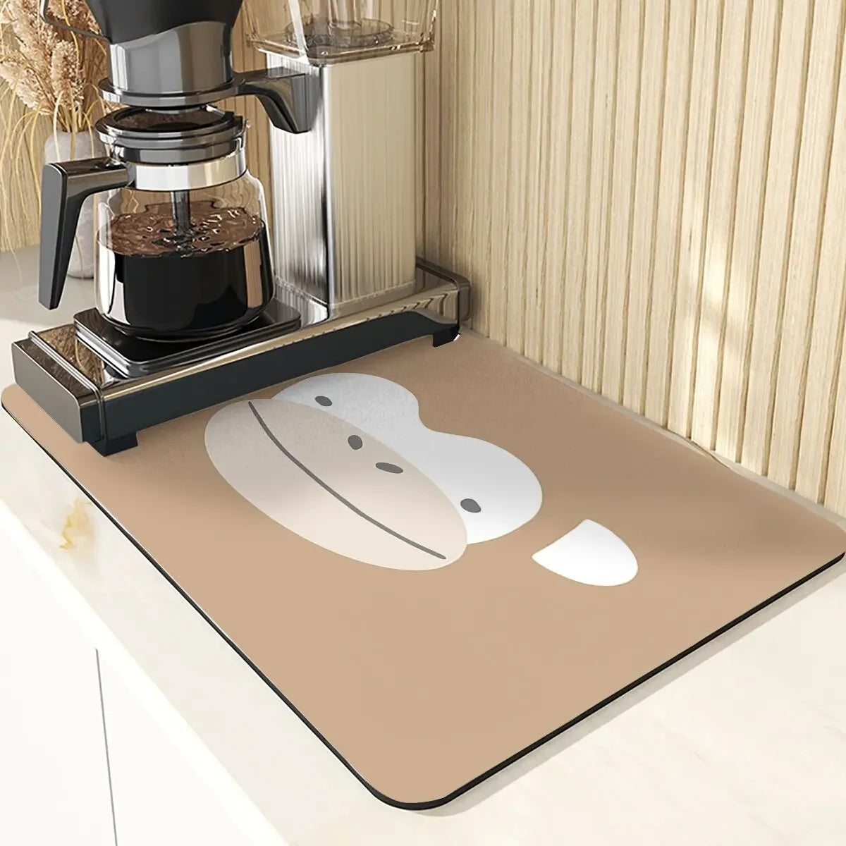 Cartoon Animal Style Coaster Absorbent Drying Mat For Kitchen Cute Face Pattern Silicone Pad Dish Drying Mat Placemats For Table