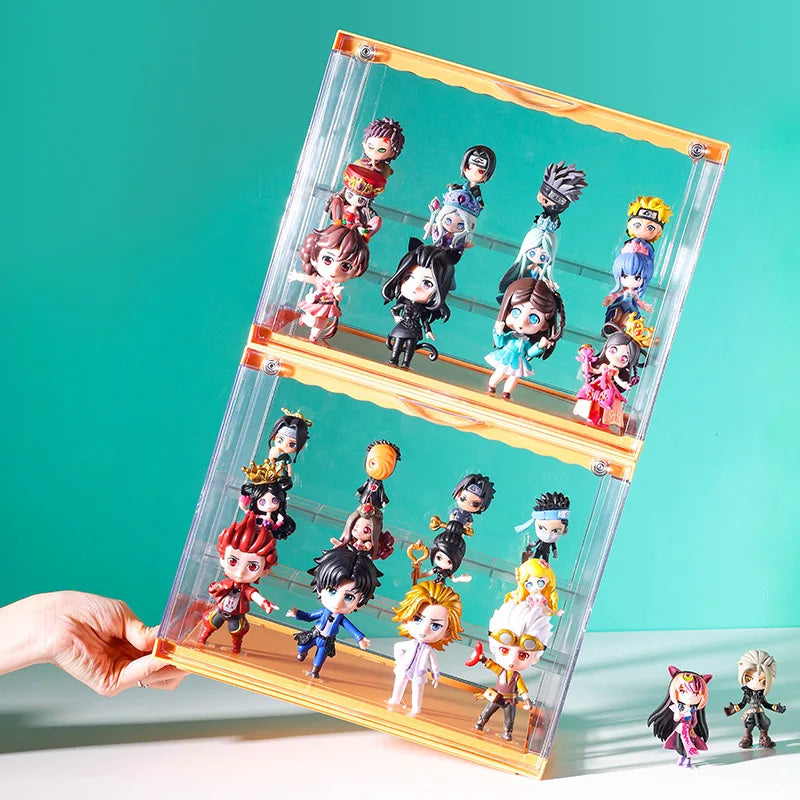 Magnetic storage box with lights, display acrylic cartoon dolls, suitable for POP MART collection, dustproof and waterproof