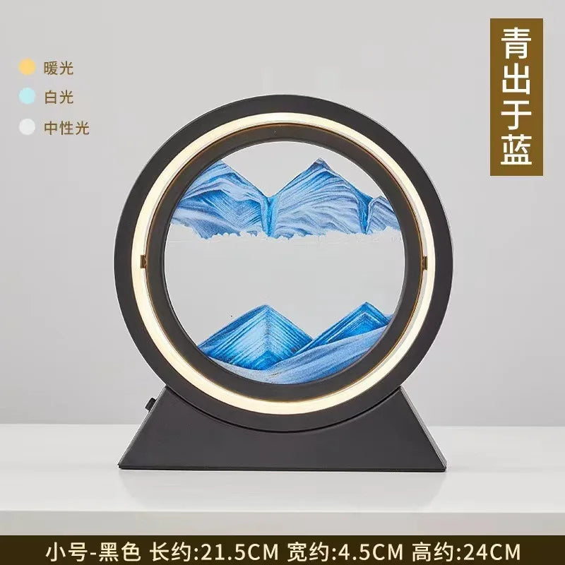 Moving Sand Art Picture Table Lamp Quicksand Night Light 3D Hourglass Room Lamps Flowing Sand Painting Home Decor Gift