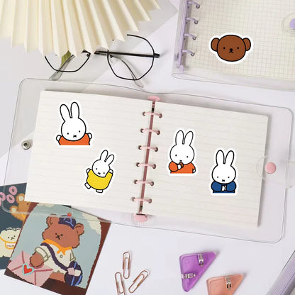 50pcs Cartoon Miffy Stickers Cute Water Cup Computer Decorate Sticker Creative Graffiti DIY Waterproof Sticker Children's Toys