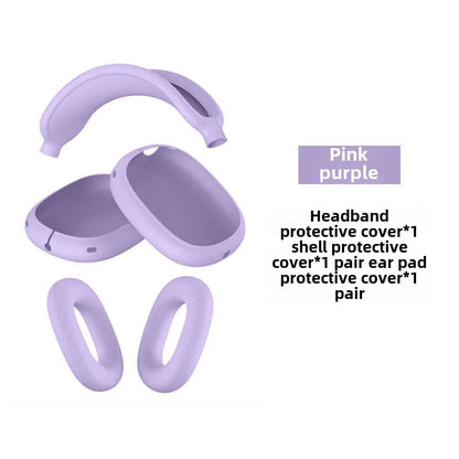 Purple Color Silicone Protective Cover TPU Transparent Case Three Piece Set Suitable for 2024 AirPods Max/2 Scratch resistant