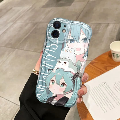 HOT Japanese Anime Lovely Hatsune Miku Cat For iPhone Case 16 15 14 13 12 11 Pro XR XS Max 7 8 Plus Phone Shockproof Y2K Cover