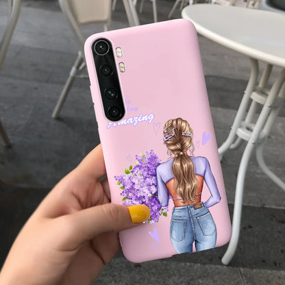 Case For Xiaomi Mi Note 10 Lite Back Cover Protective TPU Silicone Funda Fashion Flower Coque For Xiaomi Note 10 Lite Capa 6.47"