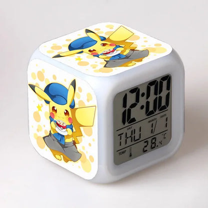 Pokemon Pikachu LED Glowing Alarms for Children Bedroom Decoration Kids Digital Glowings Alarm Clock Desk Decor Christmas Gift