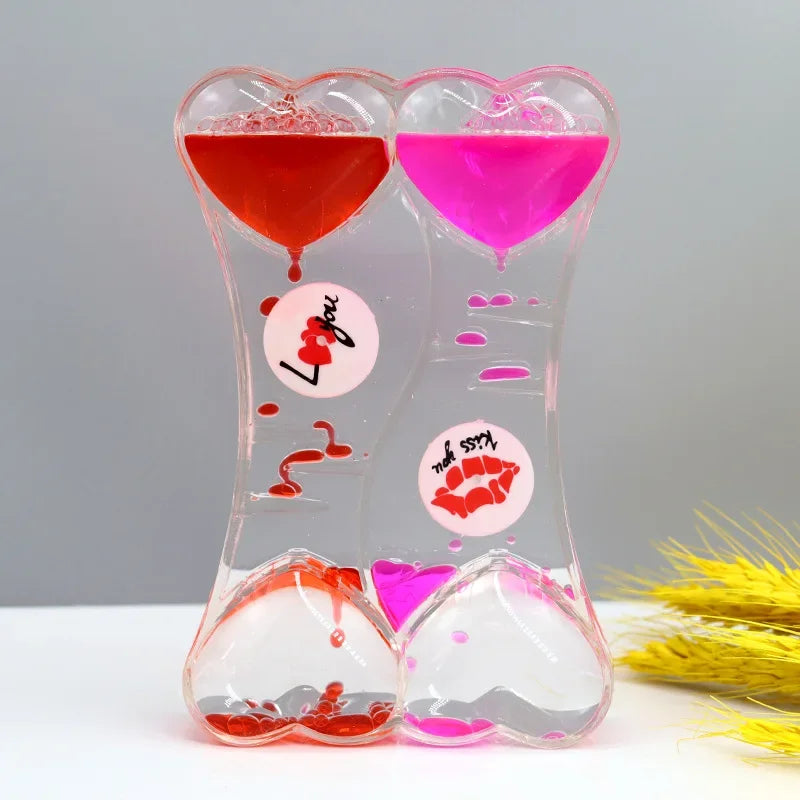 Liquid Oil Leakage Drops Peach Heart Acrylic Plastic Decoration Crafts Hourglass Student Gifts Children's Toy Festival