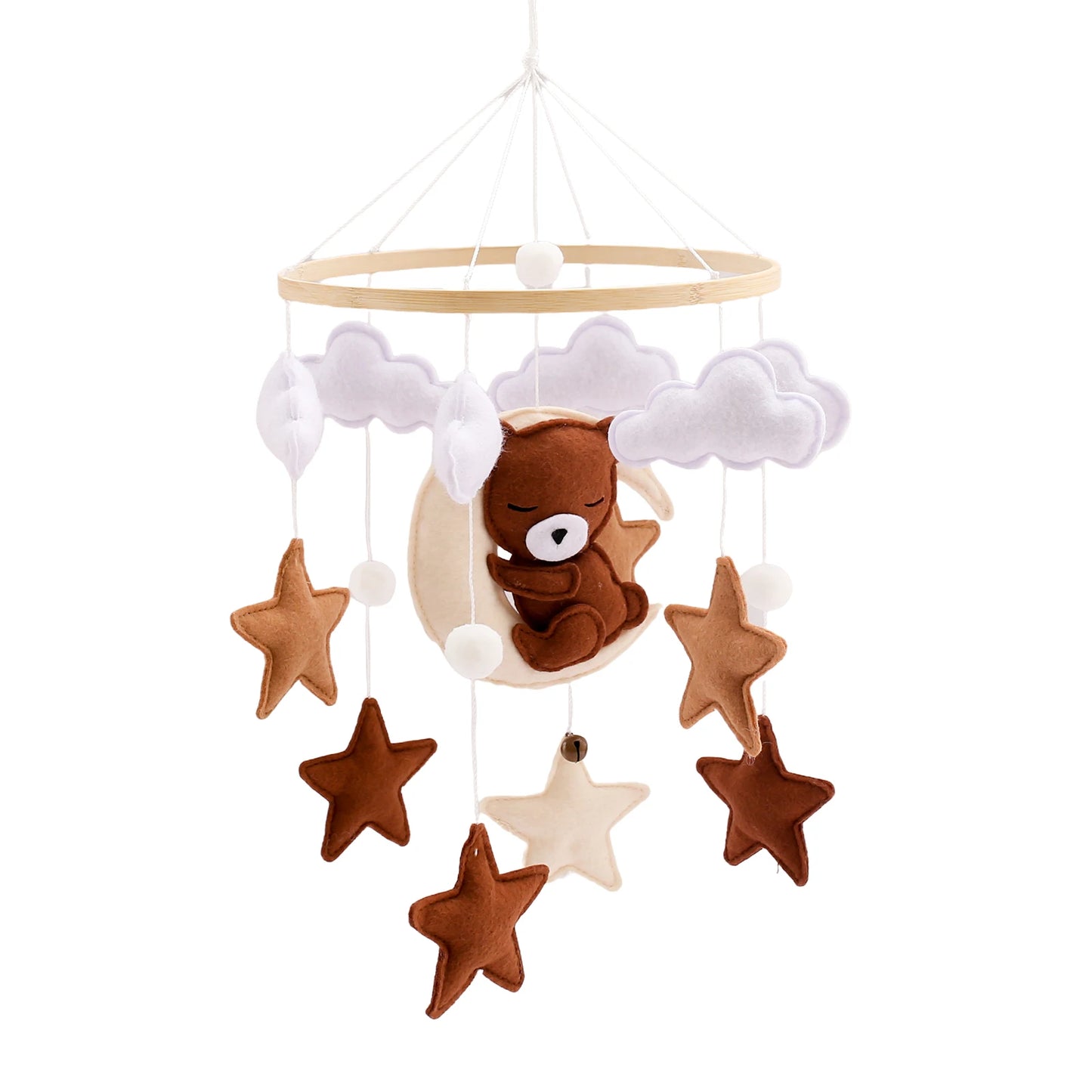 Wooden Mobile Bed Bell Crib Bracket Animal Kingdom Soft Felt Bed Bell Newborn Music Box Hanging Toy Baby Toys S for 0 12 Months