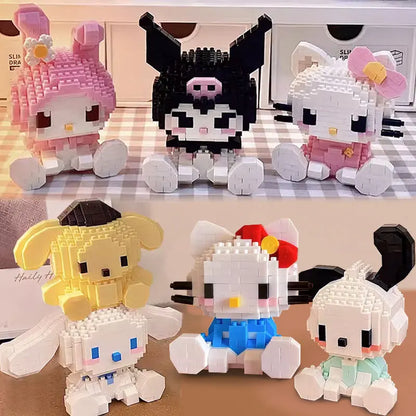 KEEPPLEY Sanrio Anime Hello Kitty My Melody Cinnamoroll Pompompurin Kuromi Building Blocks Girl Kid Holiday Christmas Gift