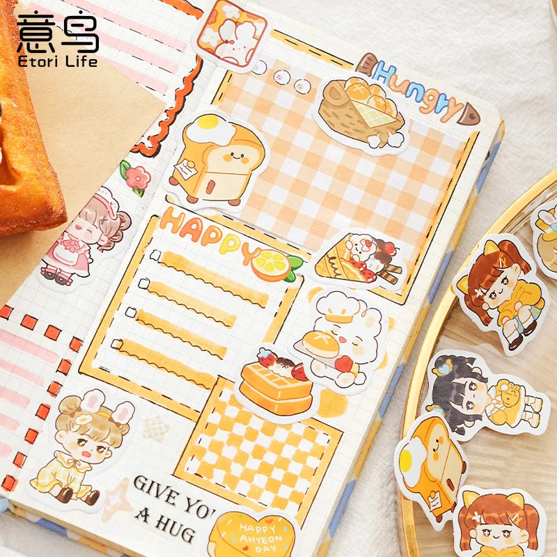 45pcs Etori Life Cute Cartoon Girl Sticker DIY Kawaii Decorative Stationery Album Diary Cup Notebook Mobile Phone Toy Scrapbook