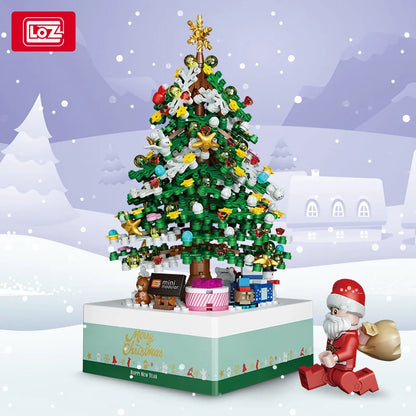 LOZ Blocks New Year Goods Building Bricks Christmas Tree Music Box Santa Claus Brinquedos Fun  Kids Toys Girls Present 1237