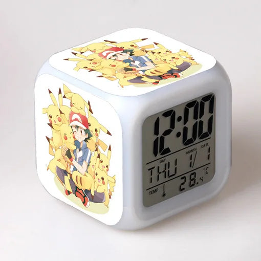 Pokemon Pikachu LED Glowing Alarms for Children Bedroom Decoration Kids Digital Glowings Alarm Clock Desk Decor Christmas Gift