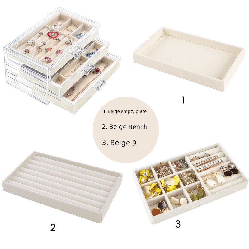 Beige Acrylic Jewelry Box Stud Earrings Earring Ring Necklace Bracelet Ornament Storage Box Jewellery Box