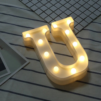 16/21CM DIY Luminous Lights LED Letter Night Light Creative Letters Alphabet Number Battery Lamp Romantic Party Decoration