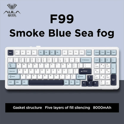 AULA F99 Machanical Keyboard Bluetooth 5.0/2.4G Wireless/Wired Gasket-mounted Gaming Keyboard 99 Keys Customizable Keyboards