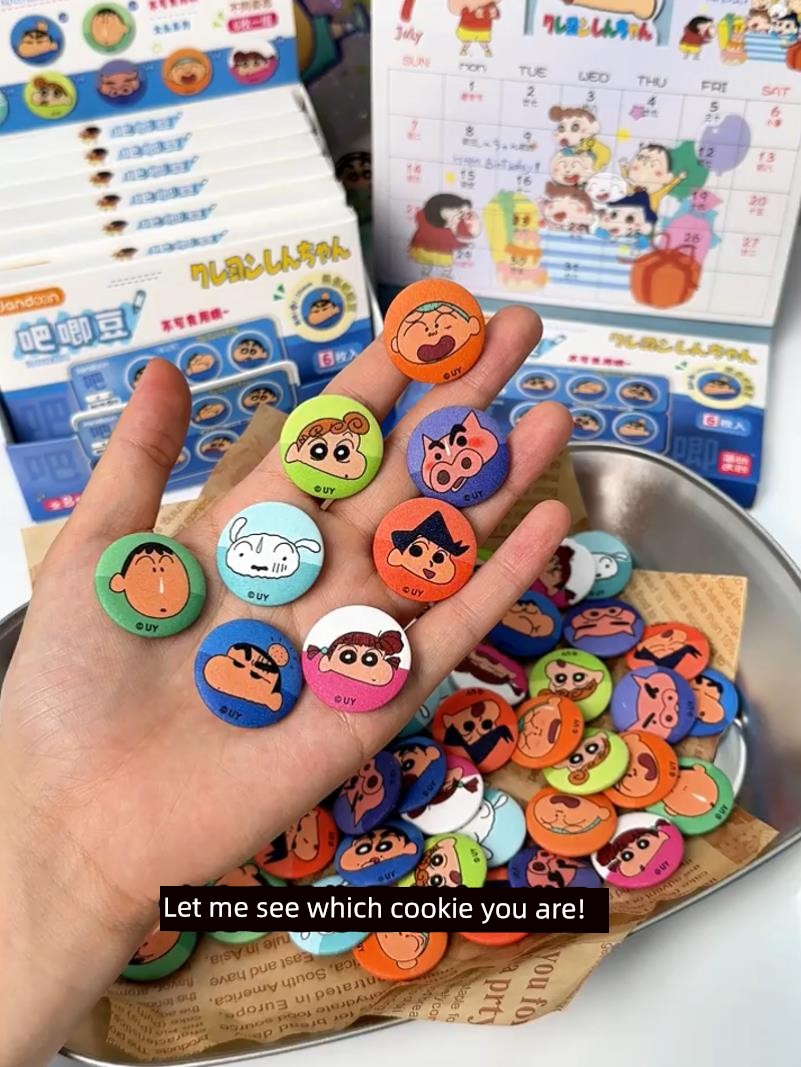 Authentic Simple Crayon Small New Blind Box Mini Biscuit Bar Bean Tinplate Millet Blind Box Small Badge Pendant