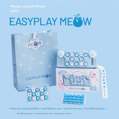 Pocket Music Keyboard Meow Cat Cat Paw Pink Blue Electronic Keyboard MIDI Piano Light Meet Christmas Gift