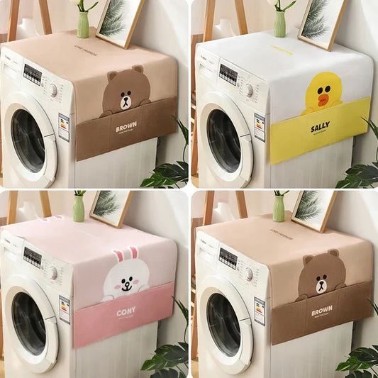 Anime Brown Bear Sally Cony Microwave Dustproof Cover with Storage Bag Kawaii Cartoon Refrigerator Kitchen Home Protection Case