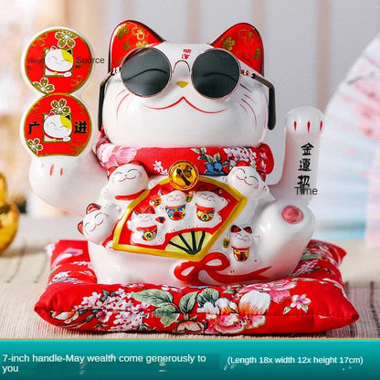 2023 Lucky Cat Decoration ornaments Lucky Cat Radio Wave Treasure Shop Gift China Good Luck Home Decoration Craft Gift