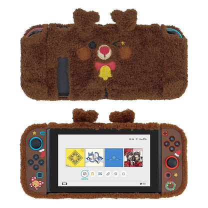 Geekshare Winter Plush Protective Shell Compatible with Nintendo Switch or Switch Oled Cute Bear Bunny Elk Case Christmas Gift