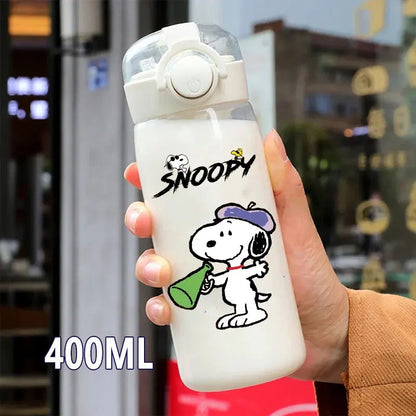 Snoopy Straw Water Cup Portable Plastic 600/400ML Charlie Browns Transparent Outdoor Large Capacity Sport Cute Water Bottle