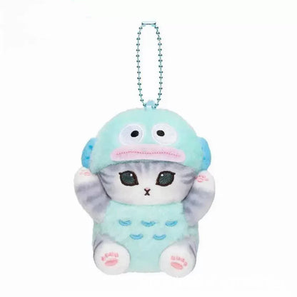 Kawaii Mofusand Cross-Dressing Hello Kitty & Kuromi Plush Keychains - 10-12cm Sanrio Anime Plush Dolls, Backpack Pendants