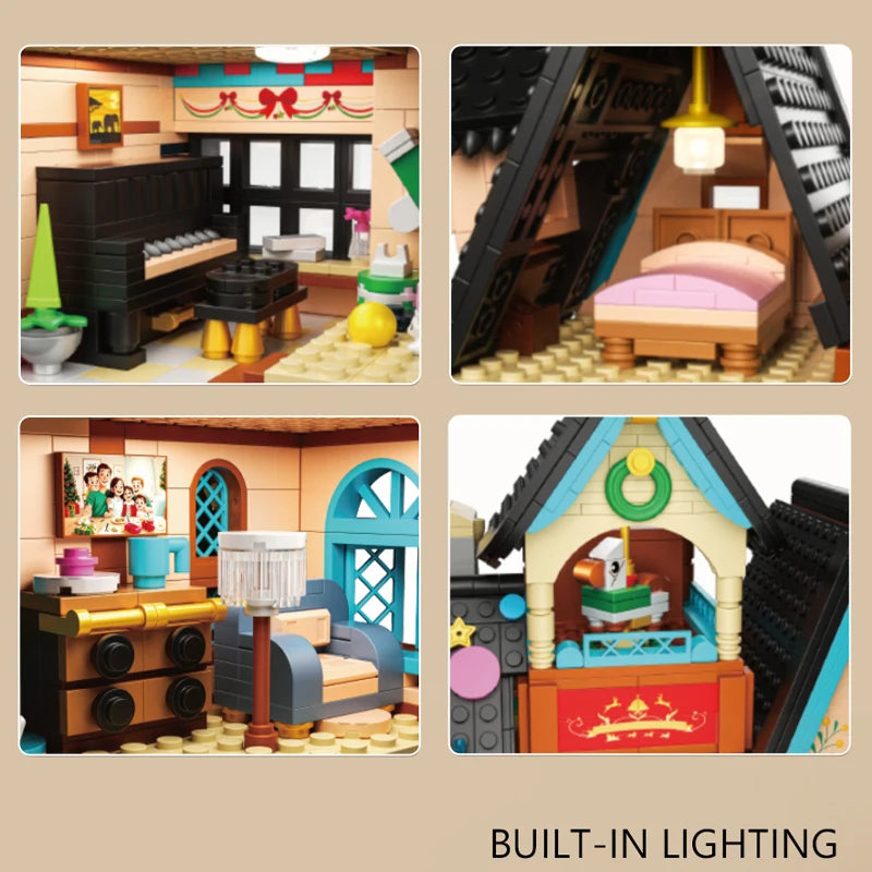 Star cabin cartoon wind assembled building blocks Christmas day girls gift children puzzle toys house building princess castle