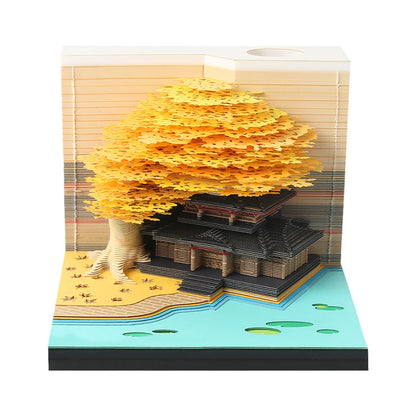 3D Desk Calendar 2025 Time Piece Calendar with LED Light Paper Carving Calendar Memo Pad Calendar for House Sculpture Present