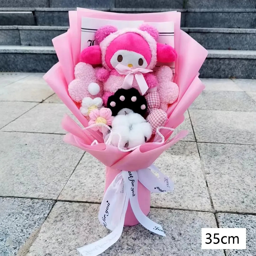 Christmas Gifts Sanrio Plush Flowers Bouquet Kuromi  Plushie Soft Doll Animals Valentine's Day Birthday Wedding Party Gift