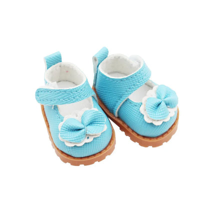 Doll Leather Shoes Labubu Bow Shoes for 17cm Labubu 10cm EXO /Cotton Doll Finger Shoes