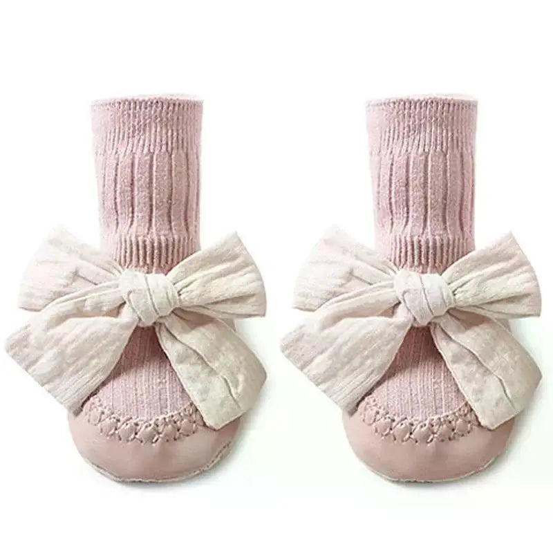 Autumn Winter Baby Girls Socks Newborn Baby Bowknot Socks Infant Baby Socks Anti Slip Soft Cotton Floor Sock Shoes