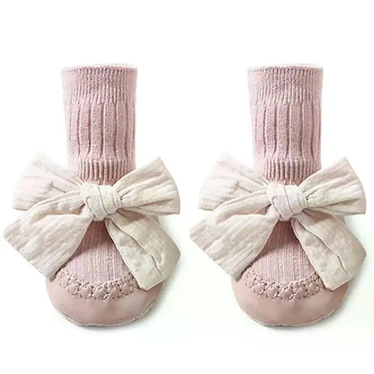 Autumn Winter Baby Girls Socks Newborn Baby Bowknot Socks Infant Baby Socks Anti Slip Soft Cotton Floor Sock Shoes