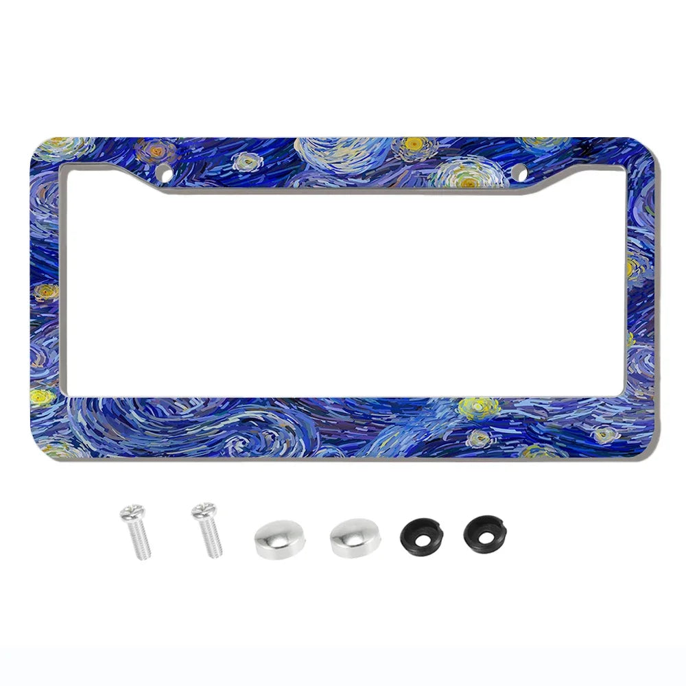 Beautiful oil painting with screws license plate holder car decoration aluminum alloy car parts American specifications A8/13