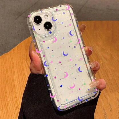 For Xiaomi Redmi Note 13 Pro 4G Case Redmi Note 10 12 11 Pro Plus 5G 9S 10S 11S 12S 12C 13C 4G Case Moon Stars Print Clear Cover