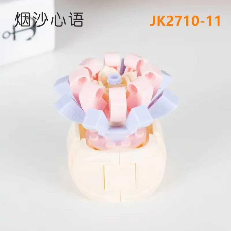 JAKI Blocks Teens Building Toys Bricks Girls Flowers Potted Plant Puzzle Home Decor Artificial Flowers Women Gift JK2710