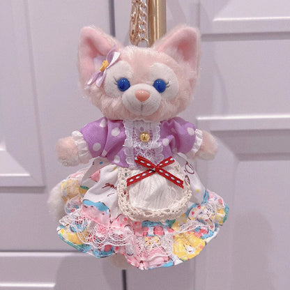 Disney LinaBell Keychain Doll Skirt Plush Toy Bookbag Backpack Cute Pendant Christmas Halloween Gift Pink Plush Fox