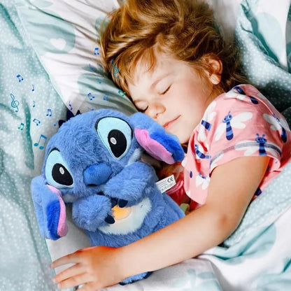 Kawaii Stitch Plush Doll Baby Sleeping Companion Sound Soothing Musical  Kawaii With Air Bag and Light Doll Breathing Toys Gifts