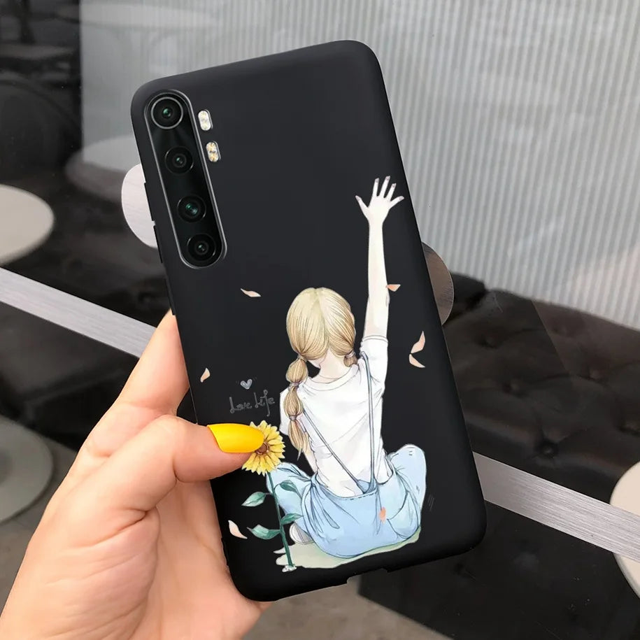 Case For Xiaomi Mi Note 10 Lite Back Cover Protective TPU Silicone Funda Fashion Flower Coque For Xiaomi Note 10 Lite Capa 6.47"