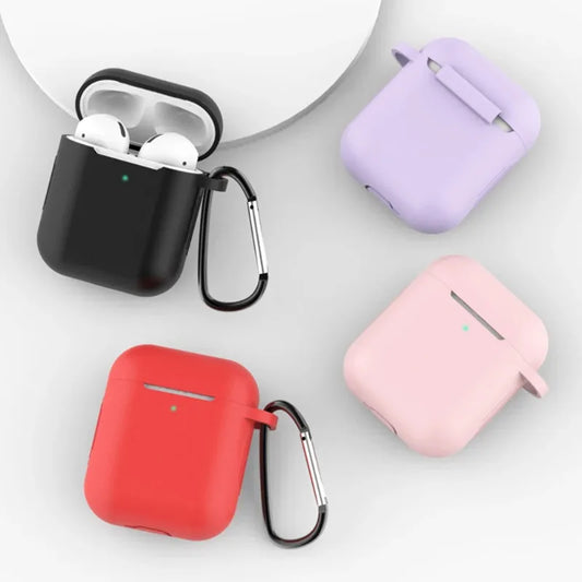 Earphone Case Headphone Protective Case For Airpods 1/2 Generation Pass Airbuds Storage Bin with Carabiner