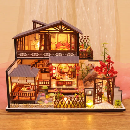 DIY Wooden Dollhouse Chinese Town Architecture Doll Houses Miniatures with Furniture Toys for Children Friend Birthday Gift