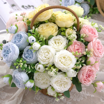 1pc Artificial Flower silk Peony rose Bouquet for Christmas Home Table vase Wedding bridal bouquet Decoration diy gift Hot sales