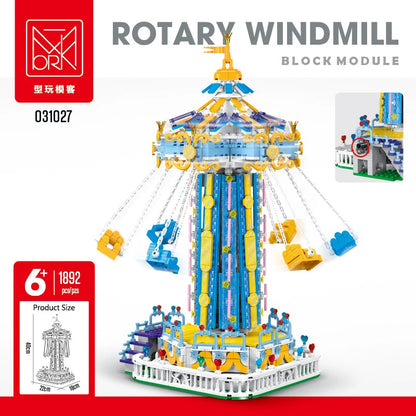 1892Pcs Creative Lighting Amusement Park Building Blocks Bricks Model MOC Rotating Windmill Toy for Childrens Christmas Gift Set