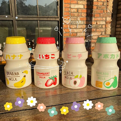 480ml Plastic Cute Water Bottle With Straps Carton Kawaii Tour Fruit Drinking Milk Portable Kids Water Cup