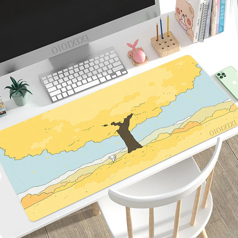 Cute Rabbit Green Anime Mouse Pad Gaming XL Large Home HD Mousepad XXL keyboard pad Office Soft Non-Slip Carpet PC Mice Pad