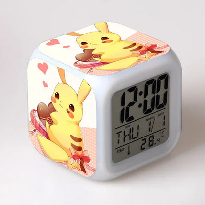 Pokemon Pikachu LED Glowing Alarms for Children Bedroom Decoration Kids Digital Glowings Alarm Clock Desk Decor Christmas Gift