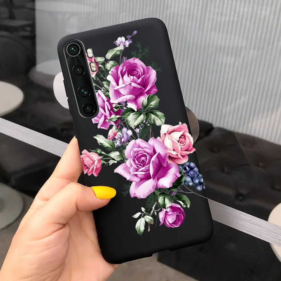 Case For Xiaomi Mi Note 10 Lite Back Cover Protective TPU Silicone Funda Fashion Flower Coque For Xiaomi Note 10 Lite Capa 6.47"