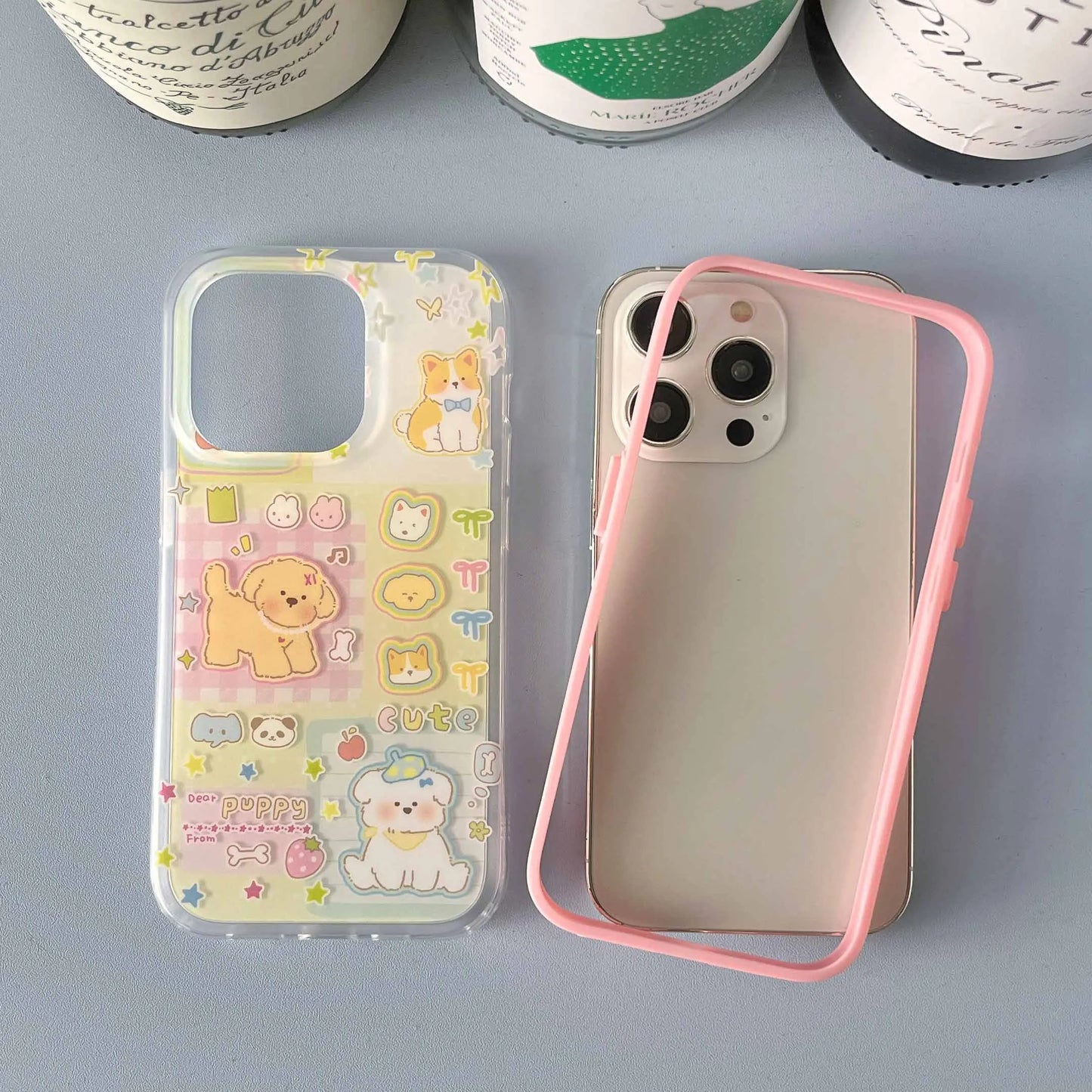 Ins Colorful Cute Puppy Phone Case For Iphone 14 15promax 15Pro 14ProMax 13 15 Pro Max 13ProMax 14Pro Cartoon Cover Fundas