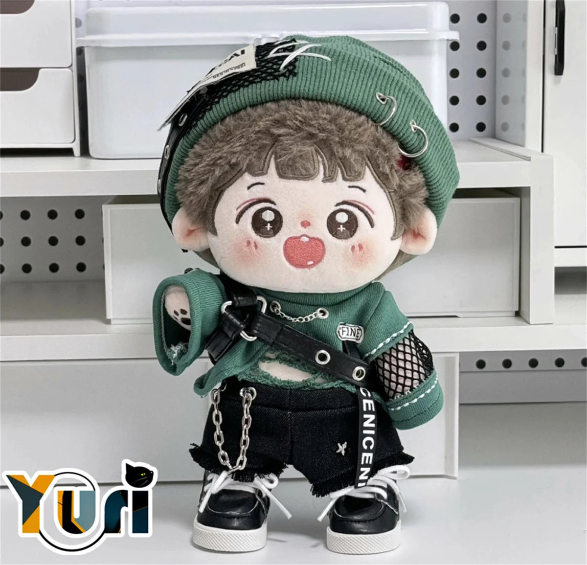 Yuri Green Kpop Rock Hip Hop no attribute Retro Gentleman Clothes Hat Outfit For 20cm Doll Toy Clothing Cosplay Cute Gift C XM