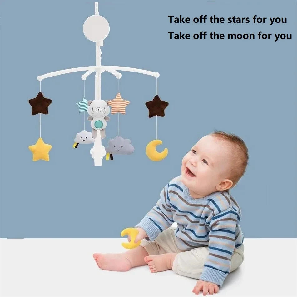 Baby Crib Mobile Bed Bell Rattle Toys 360° Carousel Bracket Stuffed Plush Animals Toys Coax a Newborn Baby Bed Bell Hanging Toys