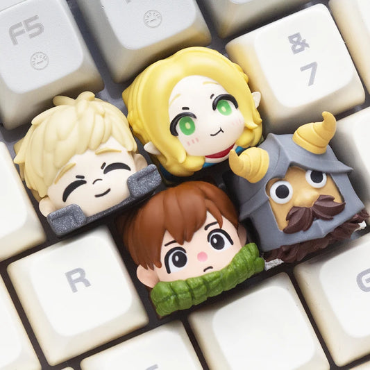 Original Delicious in Dungeon Key Cap Resin Layered Drip Gel Design Anime Peripheral Keycaps for Mechanical Keyboard Cute Gift